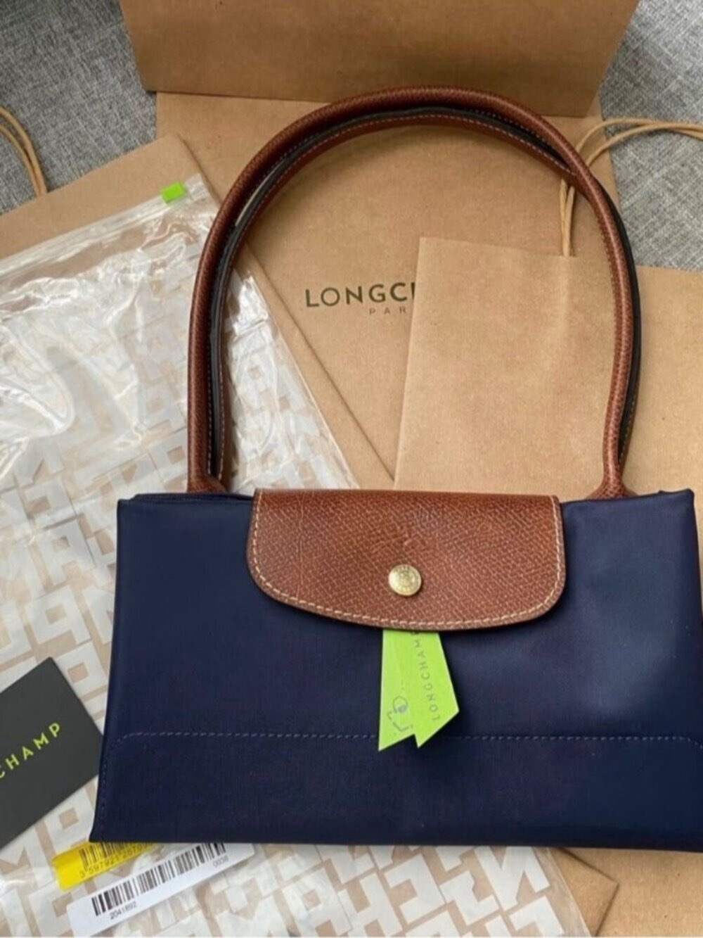 Navy Blue Longchamp Le Pliage Nylon Tote Shoulder Bag - Picture 2 of 5
